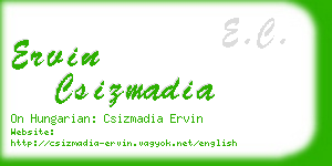 ervin csizmadia business card